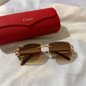 Cartier Rimless Brown Sunglasses